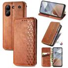 For ZTE Blade A54 Cubic Grid Pressed Magnetic Leather Phone Case(Brown) - 1