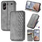 For ZTE Blade A54 Cubic Grid Pressed Magnetic Leather Phone Case(Grey) - 1