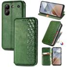 For ZTE Blade A54 Cubic Grid Pressed Magnetic Leather Phone Case(Green) - 1