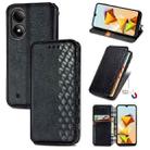 For ZTE Blade A33S Cubic Grid Pressed Magnetic Leather Phone Case(Black) - 1