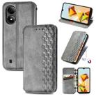 For ZTE Blade A33S Cubic Grid Pressed Magnetic Leather Phone Case(Grey) - 1