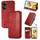 For ZTE Blade A33S Cubic Grid Pressed Magnetic Leather Phone Case(Red) - 1