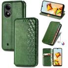 For ZTE Blade A33S Cubic Grid Pressed Magnetic Leather Phone Case(Green) - 1