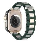 For Apple Watch Ultra 2 49mm Rubber Stainless Steel Magnetic Watch Band(Green+Silver) - 1