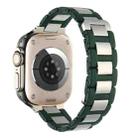 For Apple Watch Series 9 45mm Rubber Stainless Steel Magnetic Watch Band(Green+Silver) - 1