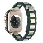 For Apple Watch Series 6 40mm Rubber Stainless Steel Magnetic Watch Band(Green+Silver) - 1