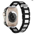 For Apple Watch Series 3 38mm Rubber Stainless Steel Magnetic Watch Band(Black+Silver) - 1