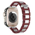 For Apple Watch Series 3 42mm Rubber Stainless Steel Magnetic Watch Band(Wine+Silver) - 1