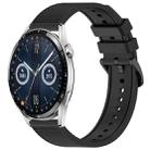 For Huawei Watch GT3 46mm 22mm Textured Silicone Solid Color Watch Band(Black) - 1