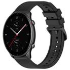 For Amazfit GTR 2e 22mm Textured Silicone Solid Color Watch Band(Black) - 1