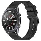 For Samsung Galaxy Watch3 45mm 22mm Textured Silicone Solid Color Watch Band(Black) - 1