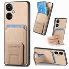 For OPPO K11X 5G Carbon Fiber Card Bag Fold Stand Phone Case(Khaki) - 1