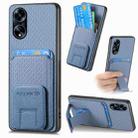 For OPPO A1 5G Carbon Fiber Card Bag Fold Stand Phone Case(Blue) - 1