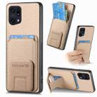 For OPPO Find X5 Pro Carbon Fiber Card Bag Fold Stand Phone Case(Khaki) - 1