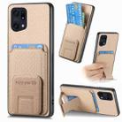 For OPPO Find X5 Carbon Fiber Card Bag Fold Stand Phone Case(Khaki) - 1