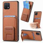 For OPPO A16K Carbon Fiber Card Bag Fold Stand Phone Case(Brown) - 1