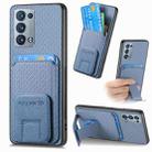 For OPPO Reno6 Pro 5G Carbon Fiber Card Bag Fold Stand Phone Case(Blue) - 1