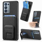For OPPO Reno6 Pro 5G Carbon Fiber Card Bag Fold Stand Phone Case(Black) - 1