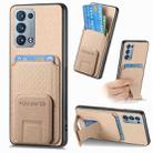 For OPPO Reno6 Pro 5G Carbon Fiber Card Bag Fold Stand Phone Case(Khaki) - 1