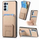 For OPPO Reno5 5G Carbon Fiber Card Bag Fold Stand Phone Case(Khaki) - 1