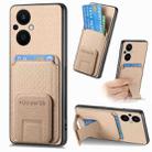 For OPPO Reno7 Z 5G/F21 Pro 5G Carbon Fiber Card Bag Fold Stand Phone Case(Khaki) - 1