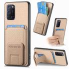 For OPPO A52 / A72/ A92 Carbon Fiber Card Bag Fold Stand Phone Case(Khaki) - 1