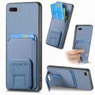 For OPPO A7/A12 Carbon Fiber Card Bag Fold Stand Phone Case(Blue) - 1