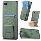 For OPPO A7/A12 Carbon Fiber Card Bag Fold Stand Phone Case(Green) - 1