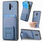 For OPPO A9 2020 / A5 2020 Carbon Fiber Card Bag Fold Stand Phone Case(Blue) - 1