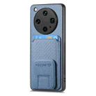 For OPPO Find X8 Ultra Carbon Fiber Card Bag Fold Stand Phone Case(Blue) - 2