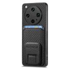 For OPPO Find X8 Ultra Carbon Fiber Card Bag Fold Stand Phone Case(Black) - 2