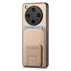 For OPPO Find X8 Ultra Carbon Fiber Card Bag Fold Stand Phone Case(Khaki) - 2