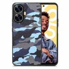 For Realme C55 Retro Camouflage Leather Back Phone Case(Blue) - 1
