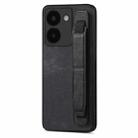 For vivo Y78 Retro Wristband Holder Leather Back Phone Case(Black) - 1