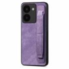 For vivo Y78 Retro Wristband Holder Leather Back Phone Case(Purple) - 1