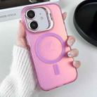 For iPhone 11 Lens Holder MagSafe PC Hybrid TPU Phone Case(Pink) - 1