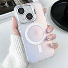 For iPhone 14 Lens Holder MagSafe PC Hybrid TPU Phone Case(White) - 1