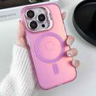 For iPhone 15 Pro Max MagSafe Lens Holder PC Hybrid TPU Phone Case(Pink) - 1