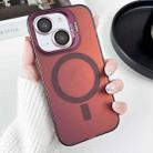 For iPhone 15 MagSafe Lens Holder PC Hybrid TPU Phone Case(Red) - 1