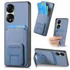 For Honor 70 Pro Carbon Fiber Card Bag Fold Stand Phone Case(Blue) - 1