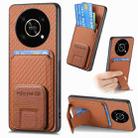 For Honor Magic4 5G Carbon Fiber Card Bag Fold Stand Phone Case(Brown) - 1