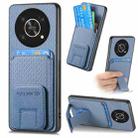 For Honor X30/X9 5G/Magic4 Lite Carbon Fiber Card Bag Fold Stand Phone Case(Blue) - 1