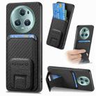 For Honor Magic5 Pro Carbon Fiber Card Bag Fold Stand Phone Case(Black) - 1