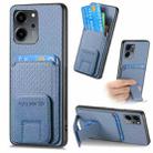 For Honor 80 SE Carbon Fiber Card Bag Fold Stand Phone Case(Blue) - 1