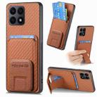 For Honor X8A Carbon Fiber Card Bag Fold Stand Phone Case(Brown) - 1