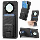For Honor X40 Carbon Fiber Card Bag Fold Stand Phone Case(Black) - 1