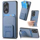 For Honor 90 Carbon Fiber Card Bag Fold Stand Phone Case(Blue) - 1