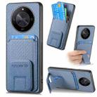 For Honor X50 5G Carbon Fiber Card Bag Fold Stand Phone Case(Blue) - 1