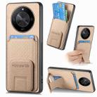 For Honor X50 5G Carbon Fiber Card Bag Fold Stand Phone Case(Khaki) - 1