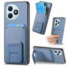 For Honor X50i+ Carbon Fiber Card Bag Fold Stand Phone Case(Blue) - 1